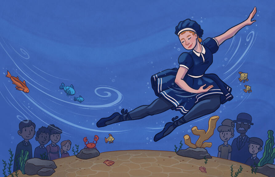 A redraw of a spread from Katie Mazeika's book, Annette Feels Free.